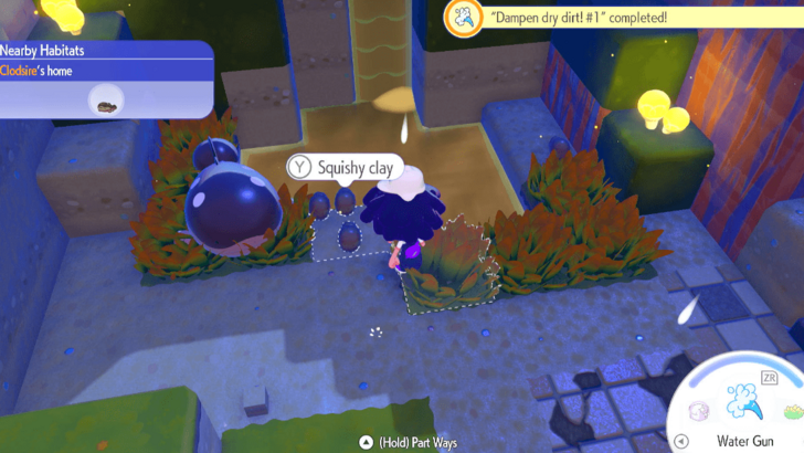 Pokemon Pokopia - Ground Pokemon dropping Squishy Clay (Game8 screenshot)
