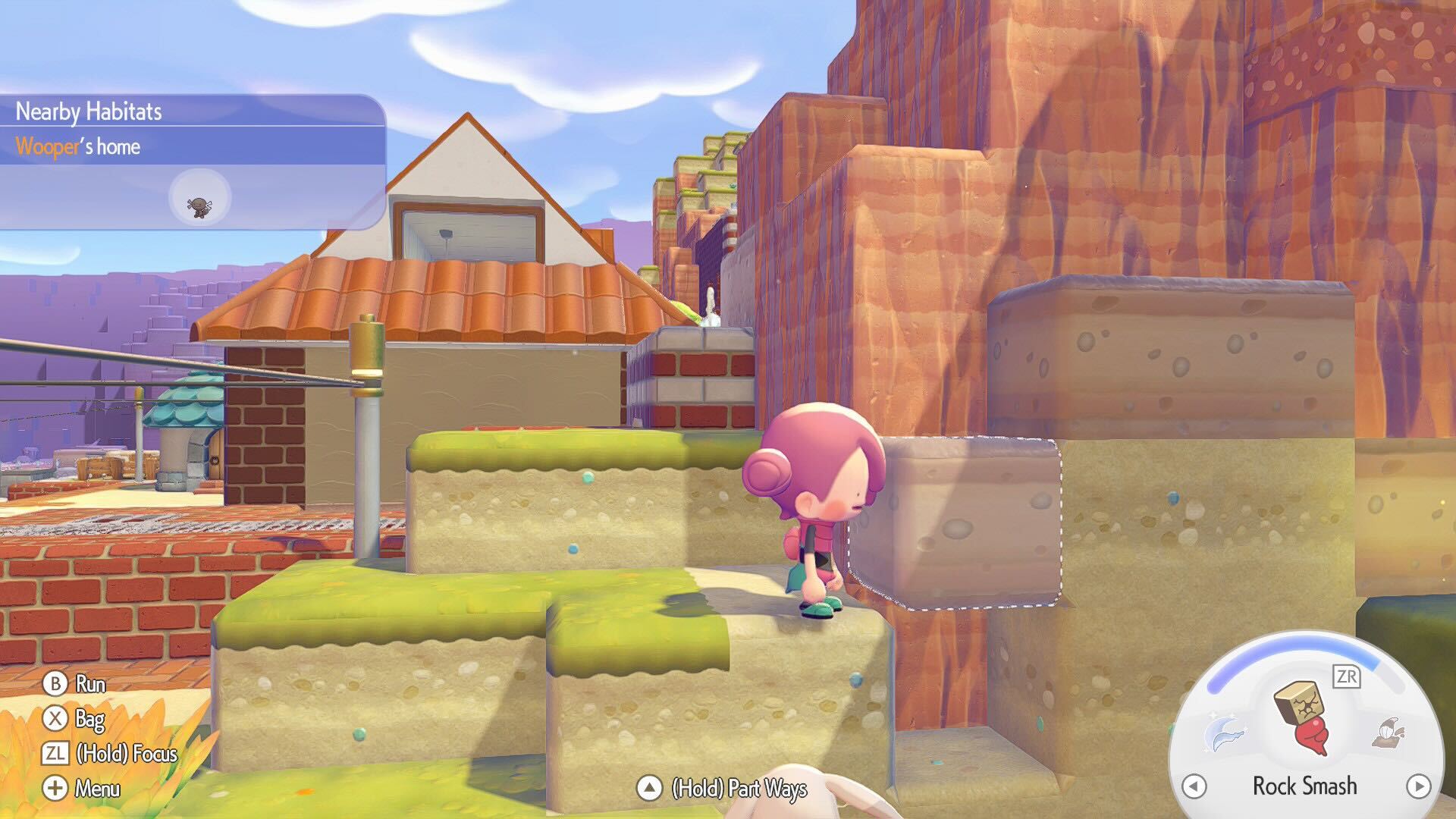 Pokemon Pokopia - Squishy Clay block type on Bleak Beach (screenshot)